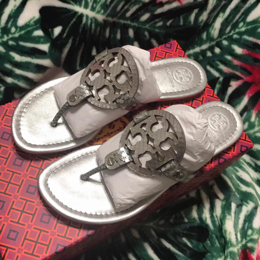 Tory Burch silver Miller sandals 7.5